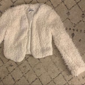 Fashion Nova Teddy Bear Crop Jacket-White-M